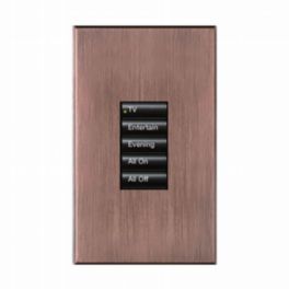 Lutron  Lutron HomeWorks® QS Wired seeTouch® Architectural Keypad – Non-Insert Style 5 Button Keypad - Antique Bronze