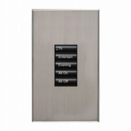 Lutron  Lutron HomeWorks® QS Wired seeTouch® Architectural Keypad – Non-Insert Style 5 Button Keypad - Satin Nickel