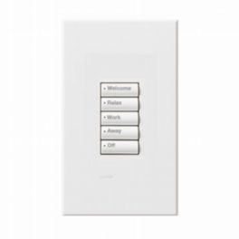 Lutron  Lutron HomeWorks® QS Wired seeTouch® Architectural Keypad – Non-Insert Style 5 Button Keypad - White