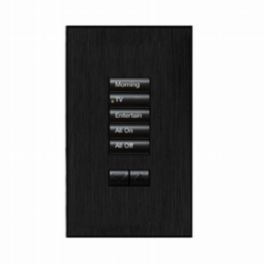 Lutron  Lutron HomeWorks® QS Wired seeTouch® Architectural Keypad – Non-Insert Style 5 Button with Raise/Lower Keypad - Black Anodised Aluminium