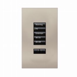 Lutron  Lutron HomeWorks® QS Wired seeTouch® Architectural Keypad – Non-Insert Style 5 Button with Raise/Lower Keypad - Bright Nickel
