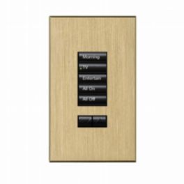 Lutron  Lutron HomeWorks® QS Wired seeTouch® Architectural Keypad – Non-Insert Style 5 Button with Raise/Lower Keypad - Brass Anodised Aluminium