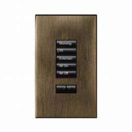 Lutron  Lutron HomeWorks® QS Wired seeTouch® Architectural Keypad – Non-Insert Style 5 Button with Raise/Lower Keypad - Antique Brass