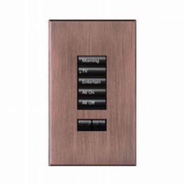 Lutron  Lutron HomeWorks® QS Wired seeTouch® Architectural Keypad – Non-Insert Style 5 Button with Raise/Lower Keypad - Antique Bronze