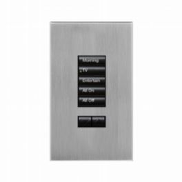 Lutron  Lutron HomeWorks® QS Wired seeTouch® Architectural Keypad – Non-Insert Style 5 Button with Raise/Lower Keypad - Satin Chrome