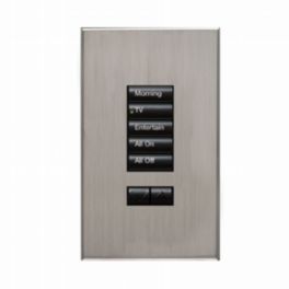Lutron  Lutron HomeWorks® QS Wired seeTouch® Architectural Keypad – Non-Insert Style 5 Button with Raise/Lower Keypad - Satin Nickel