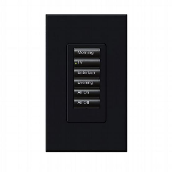 Lutron HomeWorks® QS Wired seeTouch® Architectural Keypad – Insert Style 6 Button Keypad - Black