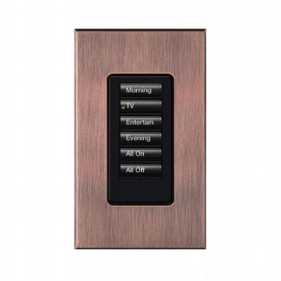 Lutron HomeWorks® QS Wired seeTouch® Architectural Keypad – Insert Style 6 Button Keypad - Antique Bronze