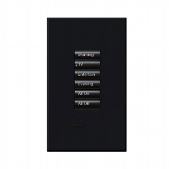 Lutron HomeWorks® QS Wired seeTouch® Architectural Keypad – Non-Insert Style 6 Button Keypad - Black