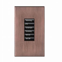 Lutron  Lutron HomeWorks® QS Wired seeTouch® Architectural Keypad – Non-Insert Style 6 Button Keypad - Antique Bronze