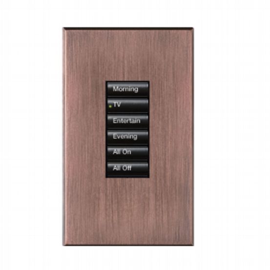 Lutron HomeWorks® QS Wired seeTouch® Architectural Keypad – Non-Insert Style 6 Button Keypad - Antique Bronze