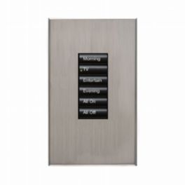 Lutron  Lutron HomeWorks® QS Wired seeTouch® Architectural Keypad – Non-Insert Style 6 Button Keypad - Satin Nickel