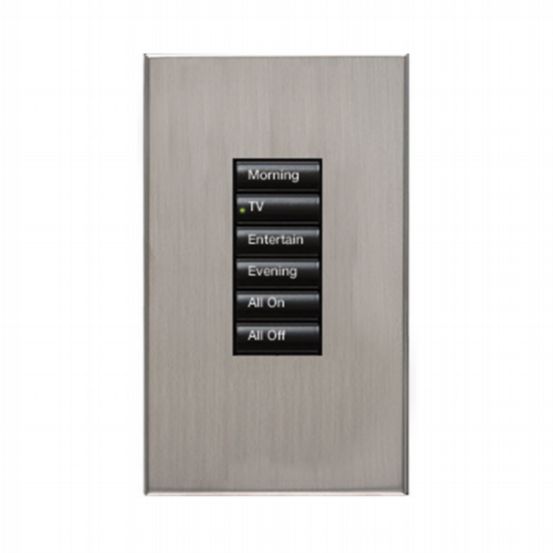 Lutron HomeWorks® QS Wired seeTouch® Architectural Keypad – Non-Insert Style 6 Button Keypad - Satin Nickel