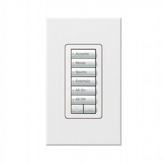 Lutron HomeWorks® QS Wired seeTouch® Architectural Keypad – Insert Style 6 Button with Raise/Lower Keypad - White