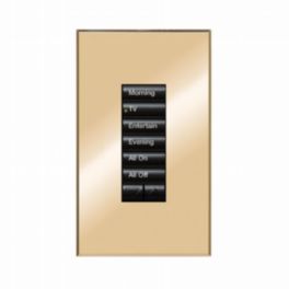 Lutron  Lutron HomeWorks® QS Wired seeTouch® Architectural Keypad – Non-Insert Style 6 Button with Raise/Lower Keypad - Bright Brass