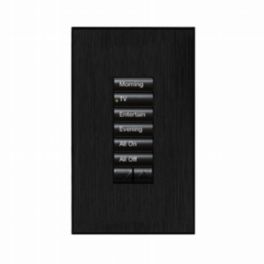 Lutron  Lutron HomeWorks® QS Wired seeTouch® Architectural Keypad – Non-Insert Style 6 Button with Raise/Lower Keypad - Black