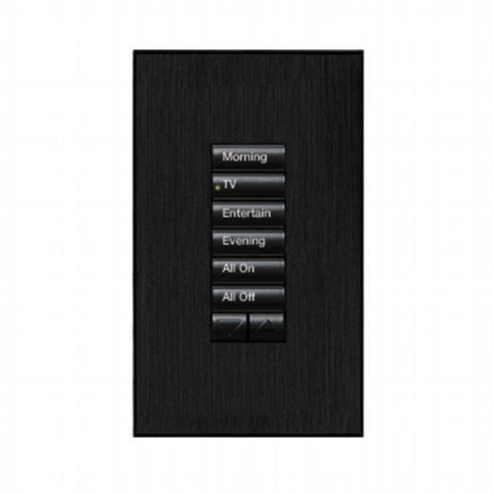 Lutron HomeWorks® QS Wired seeTouch® Architectural Keypad – Non-Insert Style 6 Button with Raise/Lower Keypad - Black