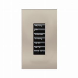 Lutron  Lutron HomeWorks® QS Wired seeTouch® Architectural Keypad – Non-Insert Style 6 Button with Raise/Lower Keypad - Bright Nickel