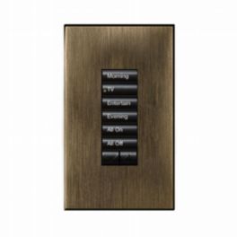Lutron  Lutron HomeWorks® QS Wired seeTouch® Architectural Keypad – Non-Insert Style 6 Button with Raise/Lower Keypad - Antique Brass