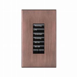 Lutron  Lutron HomeWorks® QS Wired seeTouch® Architectural Keypad – Non-Insert Style 6 Button with Raise/Lower Keypad - Antique Bronze