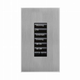 Lutron  Lutron HomeWorks® QS Wired seeTouch® Architectural Keypad – Non-Insert Style 6 Button with Raise/Lower Keypad - Satin Chrome