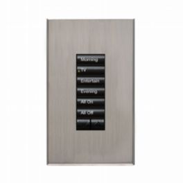 Lutron  Lutron HomeWorks® QS Wired seeTouch® Architectural Keypad – Non-Insert Style 6 Button with Raise/Lower Keypad - Satin Nickel