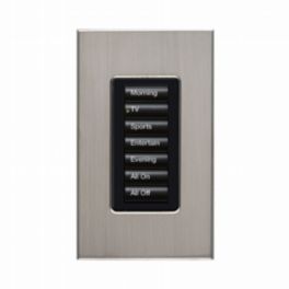 Lutron  Lutron HomeWorks® QS Wired seeTouch® Architectural Keypad – Insert Style 7 Button Keypad - Satin Nicke