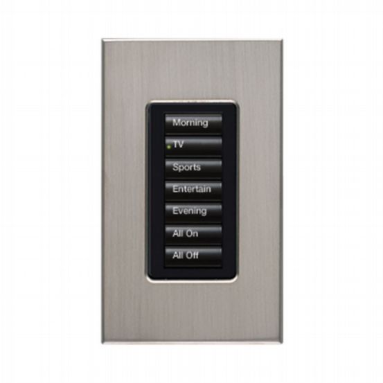 Lutron HomeWorks® QS Wired seeTouch® Architectural Keypad – Insert Style 7 Button Keypad - Satin Nicke