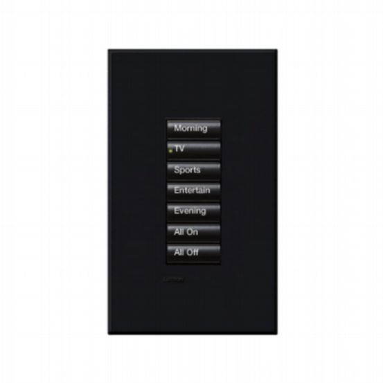 Lutron HomeWorks® QS Wired seeTouch® Architectural Keypad – Non-Insert Style 7 Button Keypad - Black