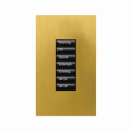 Lutron  Lutron HomeWorks® QS Wired seeTouch® Architectural Keypad – Non-Insert Style 7 Button Keypad - Satin Brass