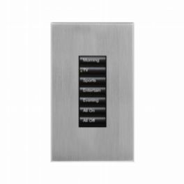 Lutron  Lutron HomeWorks® QS Wired seeTouch® Architectural Keypad – Non-Insert Style 7 Button Keypad - Satin Chrome