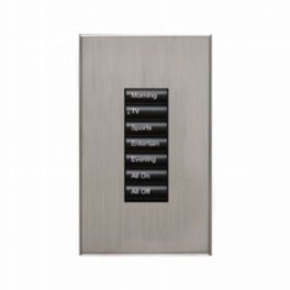 Lutron  Lutron HomeWorks® QS Wired seeTouch® Architectural Keypad – Non-Insert Style 7 Button Keypad - Satin Nickel