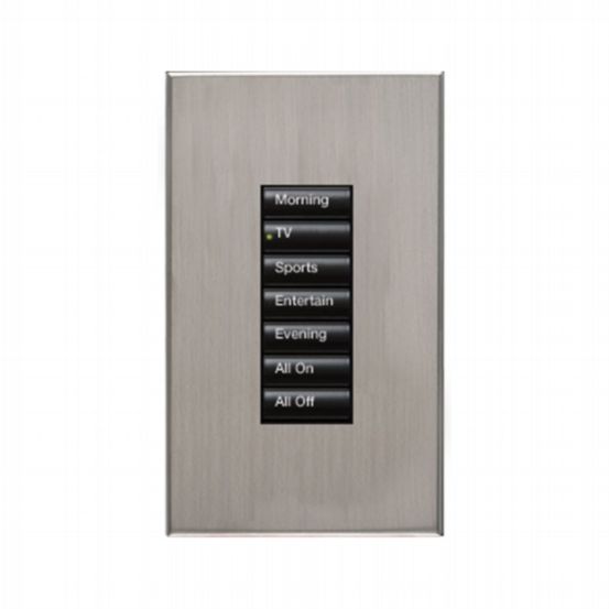 Lutron HomeWorks® QS Wired seeTouch® Architectural Keypad – Non-Insert Style 7 Button Keypad - Satin Nickel