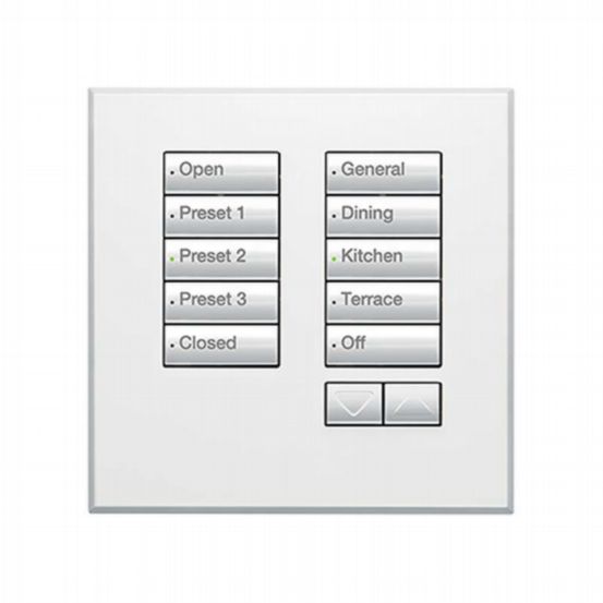 Lutron Wired International seeTouch® Keypad – Non-Insert Style 10 Button with Raise/Lower - Arctic White