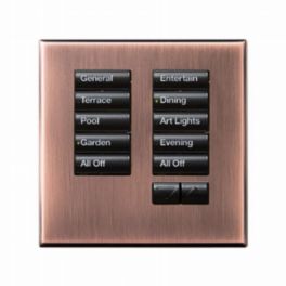 Lutron  Lutron Wired International seeTouch® Keypad – 10 Button with Raise/Lower (Non-Insert) – Antique Bronze