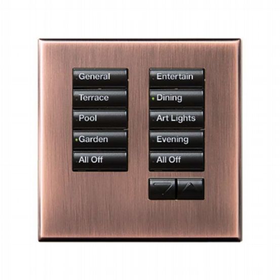 Lutron Wired International seeTouch® Keypad – 10 Button with Raise/Lower (Non-Insert) – Antique Bronze