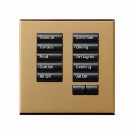 Lutron  Lutron Wired International seeTouch® Keypad – 10 Button with Raise/Lower (Non-Insert) – Satin Brass