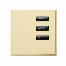 Lutron  Lutron Wired International seeTouch® Keypad – 3 Button (Non-Insert) – Bright Brass