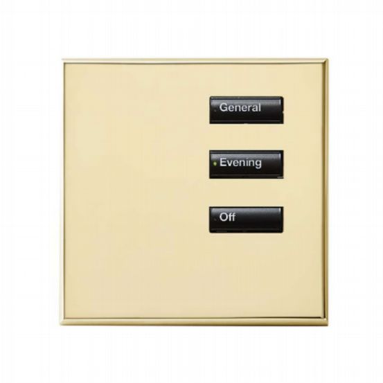 Lutron Wired International seeTouch® Keypad – 3 Button (Non-Insert) – Bright Brass
