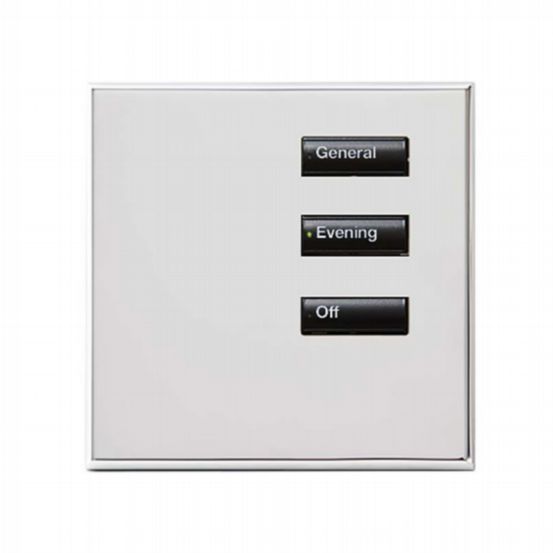Lutron Wired International seeTouch® Keypad – 3 Button (Non-Insert) – Bright Chrome