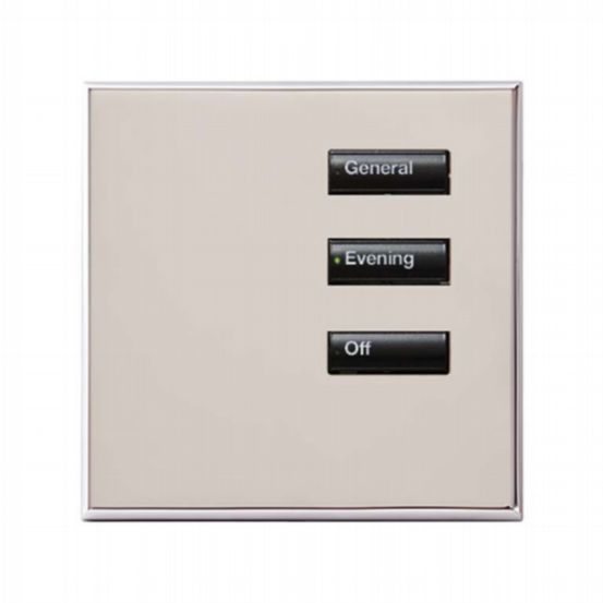 Lutron Wired International seeTouch® Keypad – 3 Button (Non-Insert) – Bright Nickel