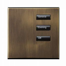 Lutron  Lutron Wired International seeTouch® Keypads – Non-Insert Style 3 Button Non-Insert - Antique Brass