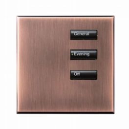 Lutron  Lutron Wired International seeTouch® Keypads – Non-Insert Style 3 Button - Antique Bronze