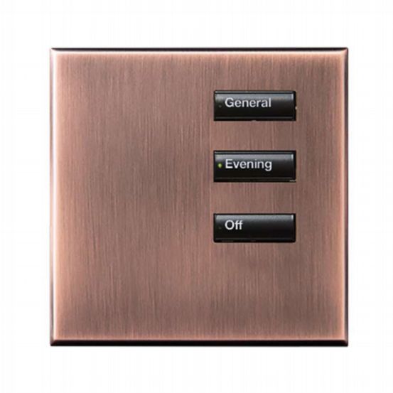 Lutron Wired International seeTouch® Keypads – Non-Insert Style 3 Button - Antique Bronze