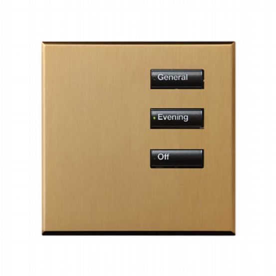 Lutron Wired International seeTouch® Keypad – 3 Button (Non-Insert) – Satin Brass