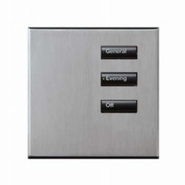 Lutron  Lutron Wired International seeTouch® Keypad – 3 Button (Non-Insert) – Satin Chrome