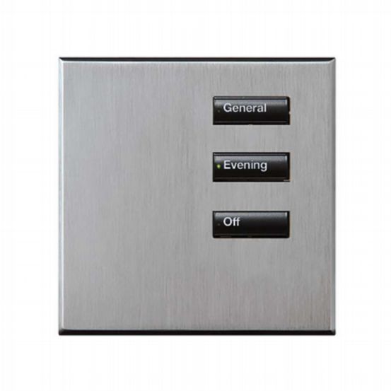 Lutron Wired International seeTouch® Keypad – 3 Button (Non-Insert) – Satin Chrome