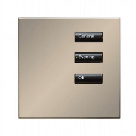 Lutron Wired International seeTouch® Keypads – Non-Insert Style 3 Button - Satin Nickel