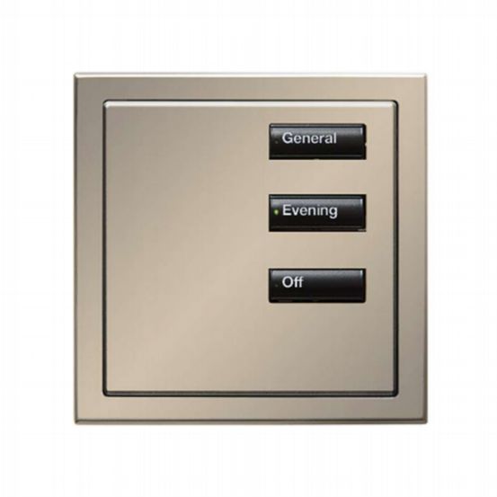 Lutron Wired International seeTouch® Keypads – Non-Insert Style 3 Button - Satin Nickel