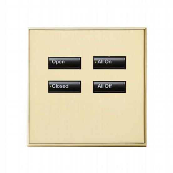 Lutron Wired International seeTouch® Keypad – 4 Button (Non-Insert) – Bright Brass